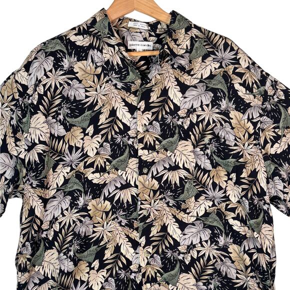 Pierre Cardin VTG Marlin & Palm Leaves Shirt Mens L Lightweight Hawaiian Fishing - Picture 3 of 7